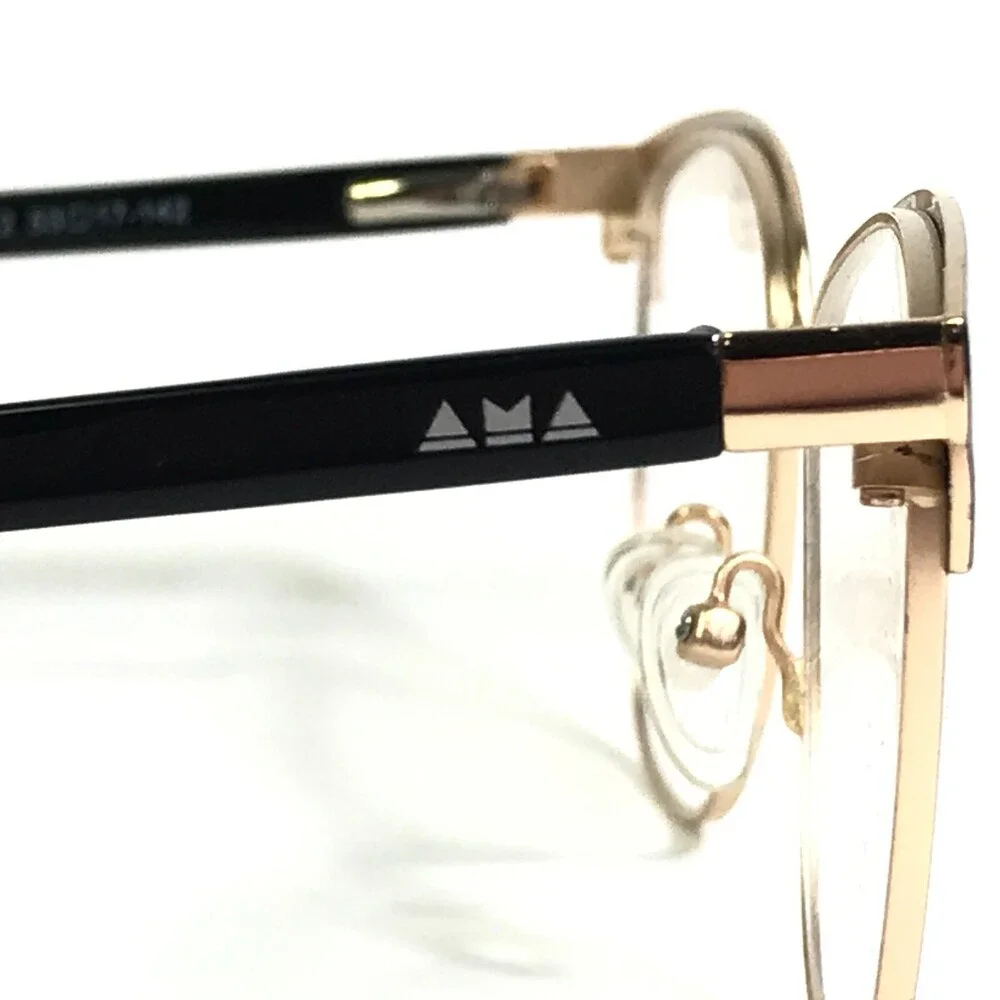 Amarcord Eyeglasses Frames AM002 col.2 Black Gold Cat Eye Wire Rim 53-17-142